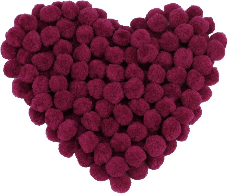 MORFEN 150 Pieces Pom Poms, 1 Inch Dark Red Craft Pom Poms, Fuzzy Pompom Puff Balls, Small Pom Pom Balls for DIY Arts, Crafts Projects, Home Decorations - Image 1